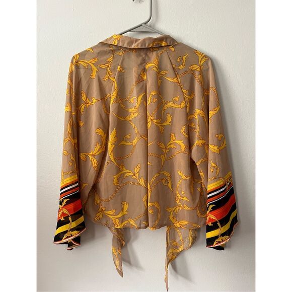 Timing Small Sheer Womens Victorian Yellow and Tan Smock NEW - Picture 4 of 4